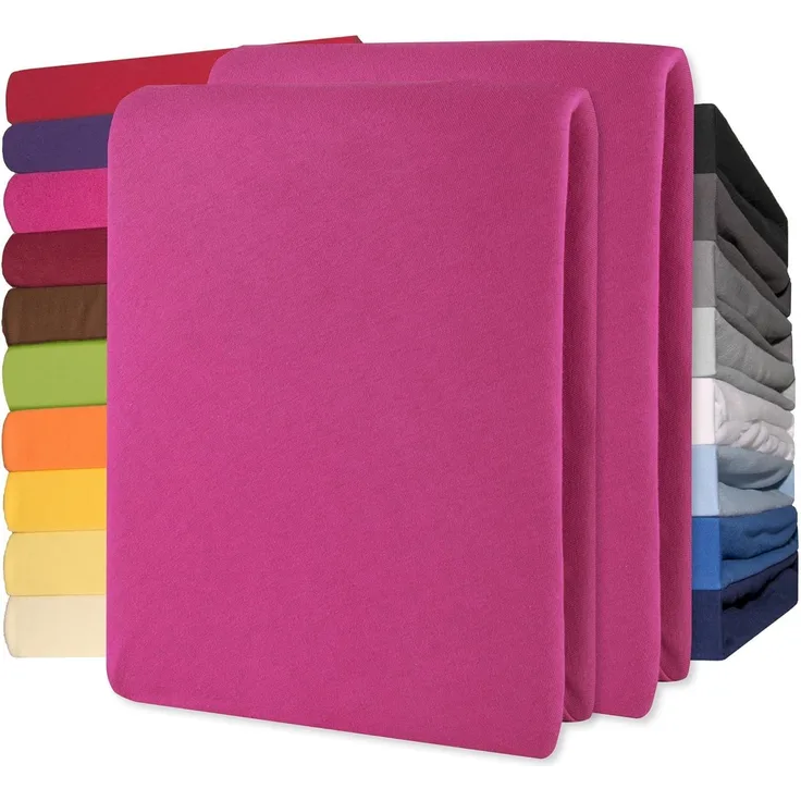 CelinaTex Jersey Spannbettlaken Lucina 180x200-200x200 cm pink 100% Baumwolle gekämmt bis 26cm Matratzenhöhe Oeko-TEX