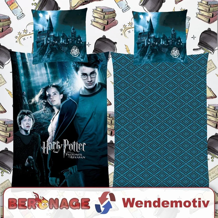 BERONAGE Wendebettwäsche Harry Potter Bettwäsche Azkaban Blau Linon / Renforcé, Baumwolle, 2 teilig – Bild 6