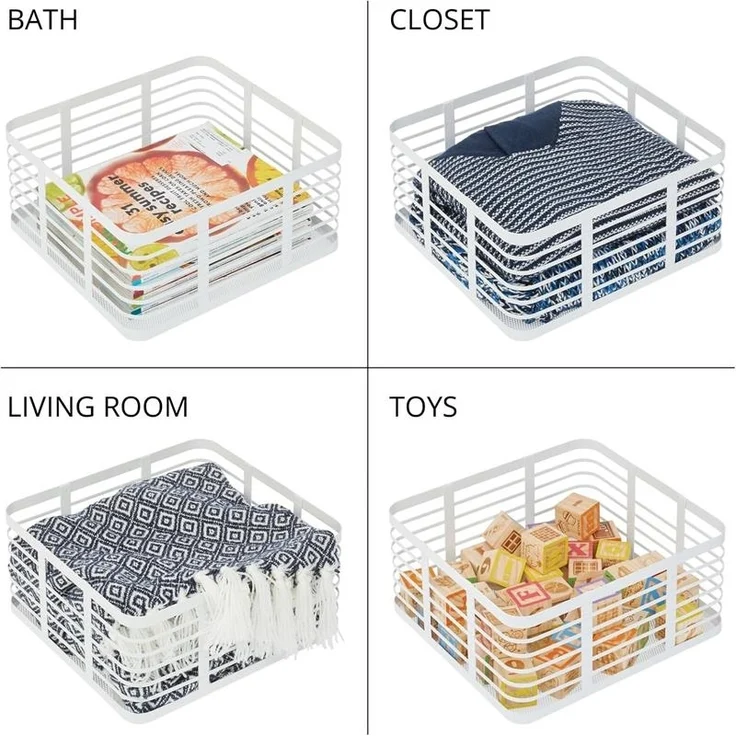 mDesign Allzweckkorb Aufbewahrung Drahtkorb Gitterbox 6er Set Metall Weiß – Bild 5