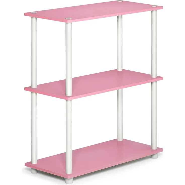 Furinno kompaktes Mehrzweck-Regal mit 3 Ebenen, holz, Rosa/Weiß, 28. 96x59. 94x75. 18 cm