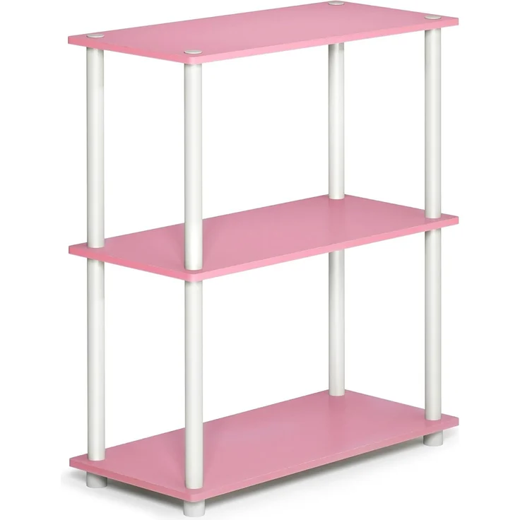 Furinno kompaktes Mehrzweck-Regal mit 3 Ebenen, holz, Rosa/Weiß, 28. 96x59. 94x75. 18 cm