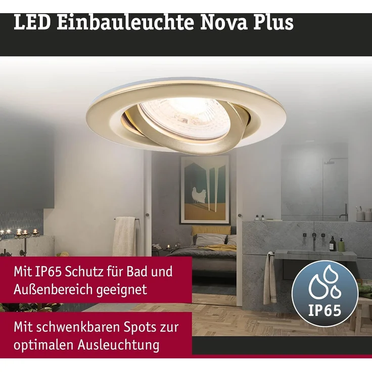 Paulmann 92403 Einbauleuchte LED Nova Plus schwenkbar 93mm gold IP65 – Bild 3
