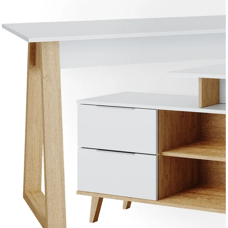 Vicco 'Nautica' Eckschreibtisch mit Ablage, Eiche Skandi, weiß – Bild 6