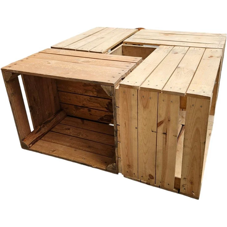 Holzkisten 4er Set 50 x 40 x 30cm Vintage Natur – Bild 3