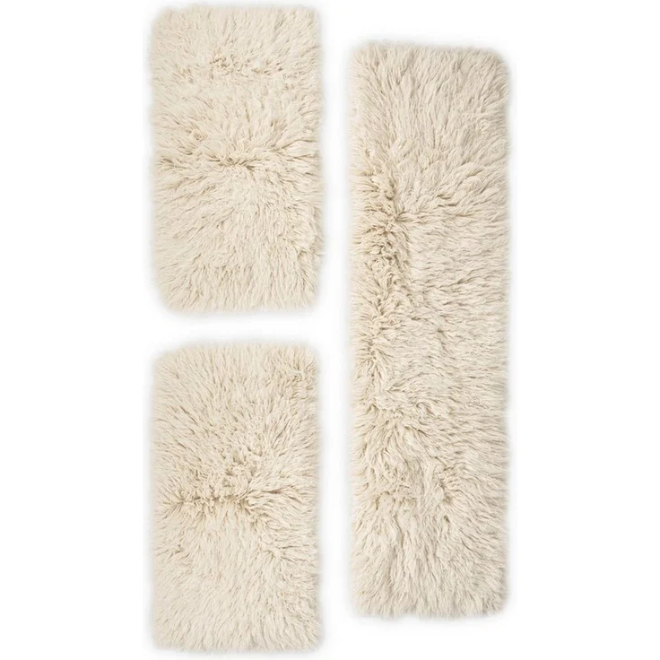 THEKO Bettumrandung Flokati XXL, Höhe 10 mm, (3-tlg), original griechischer Flokati, Läufer-Set für das Schlafzimmer – Bild 2