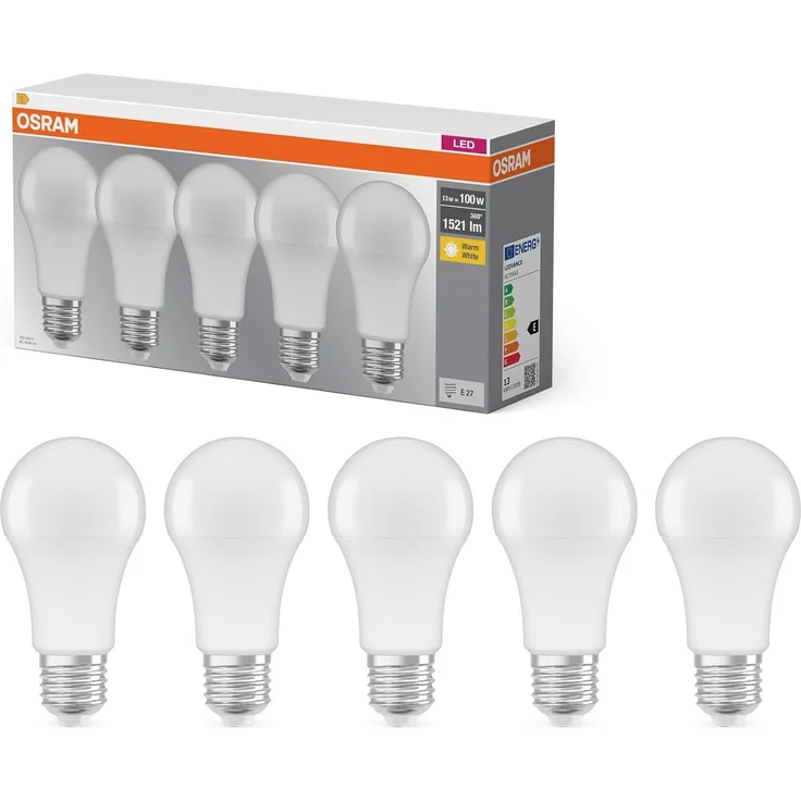OSRAM LED-Lampe Base Classic A100 Kolbenform 13W 827, 2700K warmweiß, E27, matt, 1521 lm, geringere Wärme, White – Bild 1