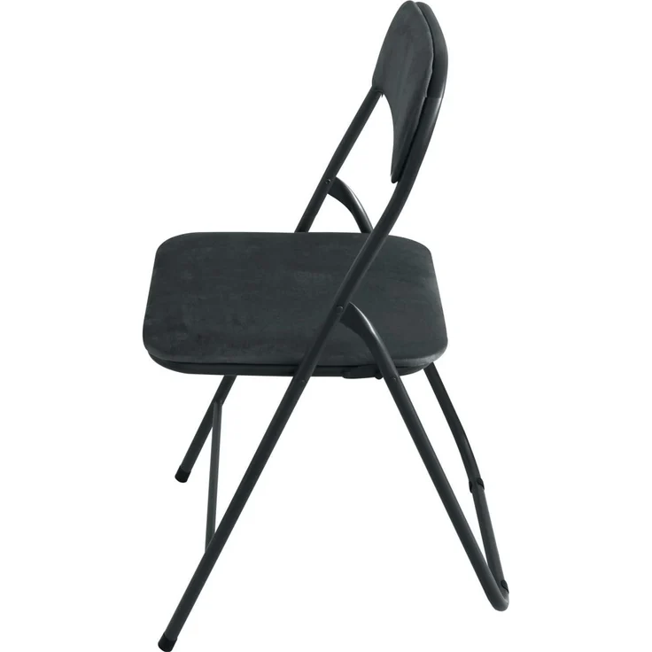 Metall Klappstuhl mit Samtbezug schwarz gepolstert Beistellstuhl Camping – Bild 3
