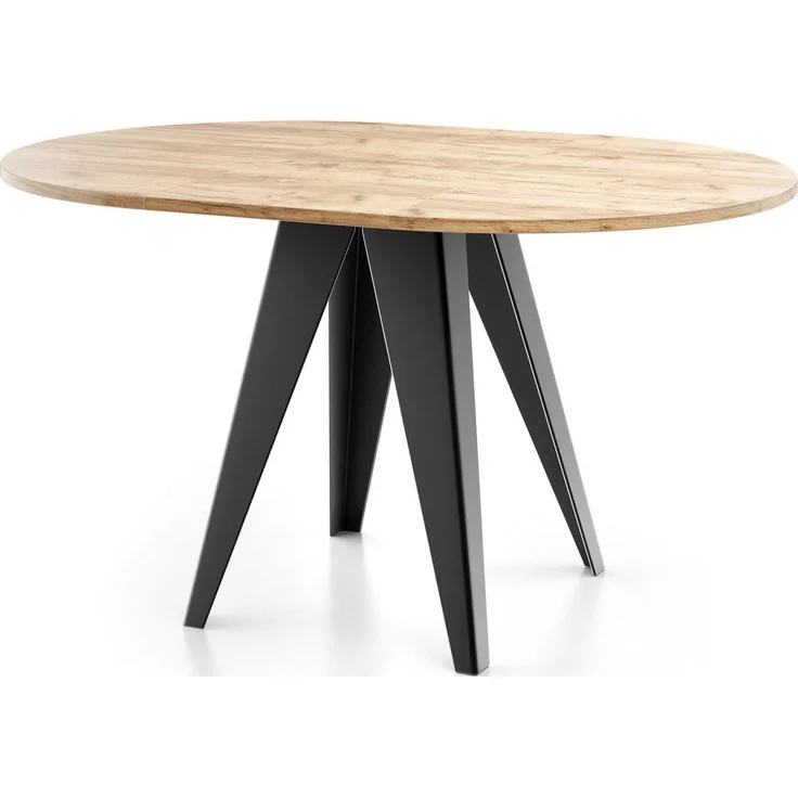 WFL GROUP Esstisch Glory ausziehbar rund industrial mit schwarzen Metallgestell (MADE IN EU, erhältlich in zwei Größen – 90/100 cm, ausziehbar auf 130/140 cm), platzsparender Tisch für kleine Küche, Esszimmer oder Wohnzimmer – Bild 3