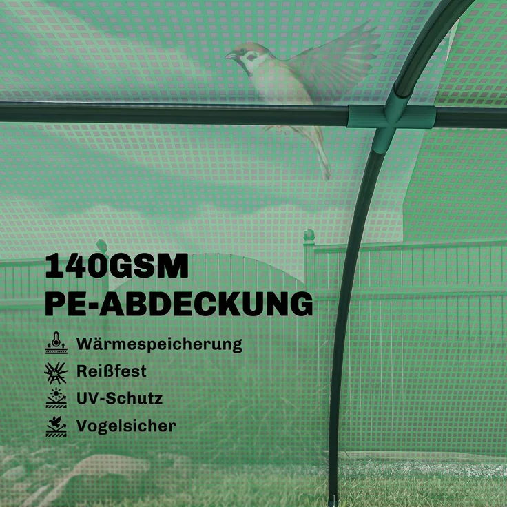MELAYR, Foliengewächshaus, wetterbeständig, UV-beständig, Folientunnel, 200 cm x 80 cm x 45 cm, Grün – Bild 6