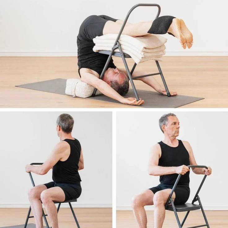 bodhi Klappstuhl Yoga Stuhl anthrazit, ohne vordere Querstrebe – Bild 6