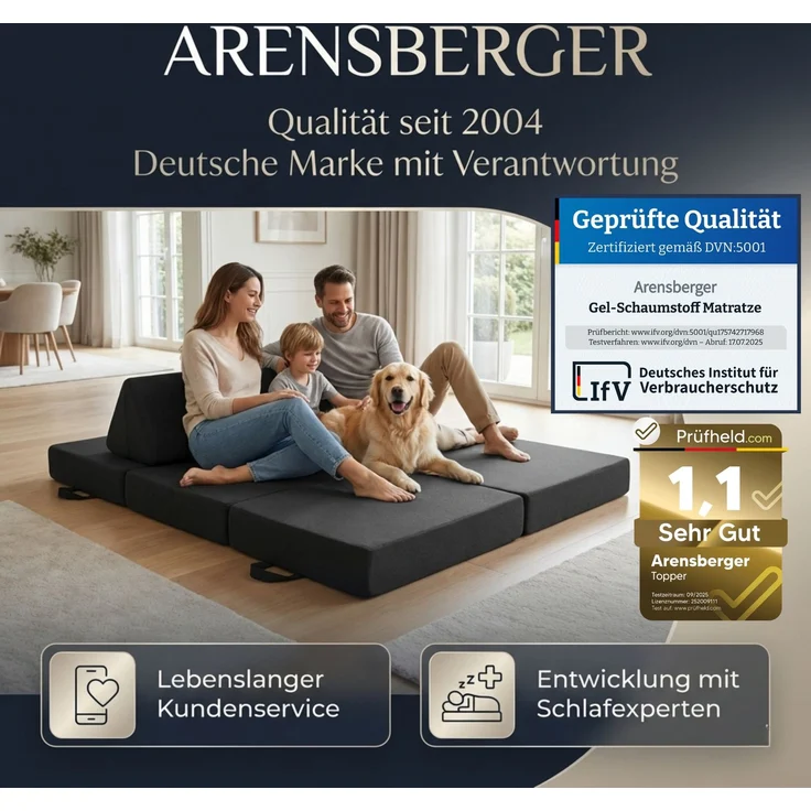 Arensberger Amalia Gästebett Klappmatratze 75x200 cm | 16 cm NANOCELL® Gelschaum | Faltmatratze mit Transporttasche für Gäste & Camping – Bild 7
