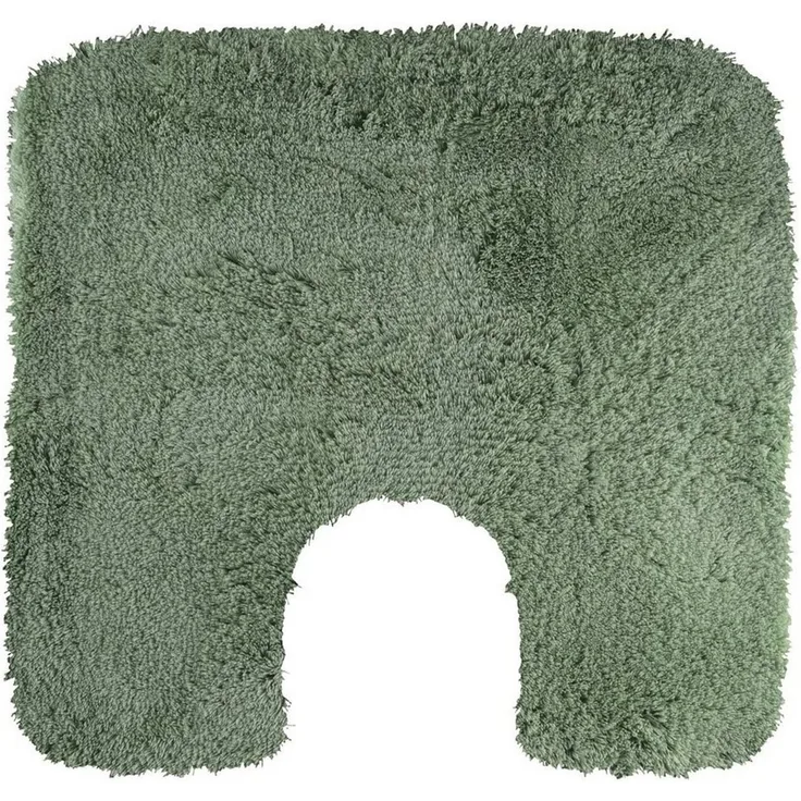 spirella Badematte Bree | kuscheliger Hochflor | Rutschfester Badvorleger | viele Größen | waschbar 40° | 55x55 cm mit WC Ausschnitt | Basil Grün
