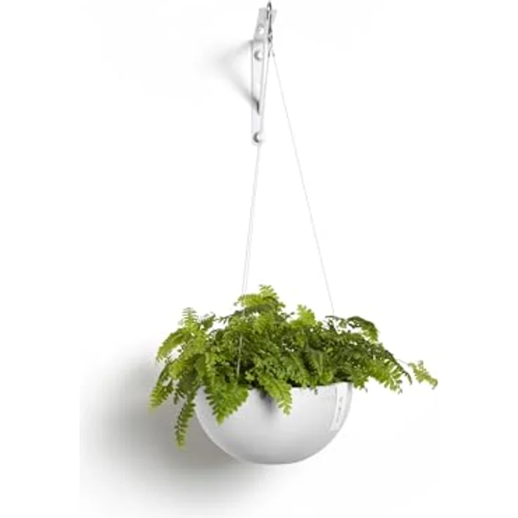 Ecopots Brussels Hängeampel Brussel, Blumentopf aus recyceltem Kunststoff, Ø 26,5 cm, Weiß – Bild 5