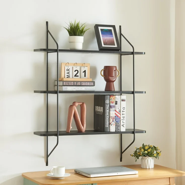 Wandregal Østfold 100x80x21 cm Schwarz [en. casa] – Bild 1