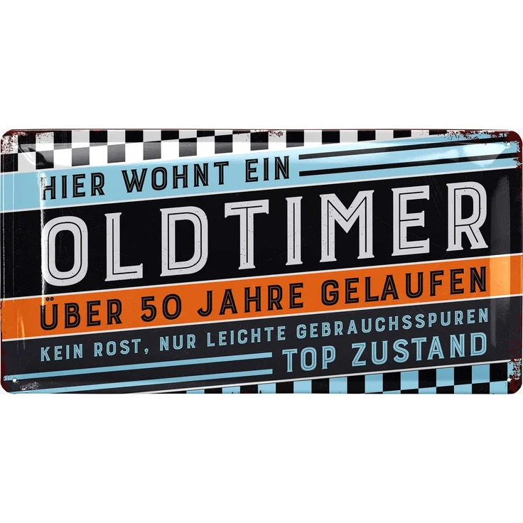LANOLU Blechschild Oldtimer 50 Jahre - 17x34cm – Metall – Mehrfarbig – 17118 – Bild 1