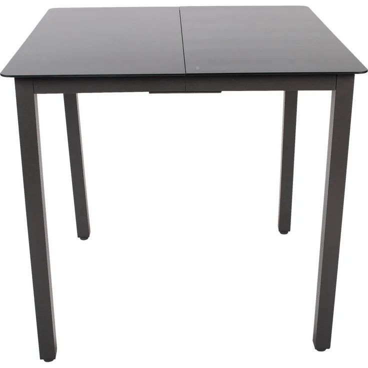 MID.YOU Gartentisch, quadratisch, 80x73x80 cm, Schwarz, aus Aluminium und ESG-Glas, platzsparend für den Außenbereich