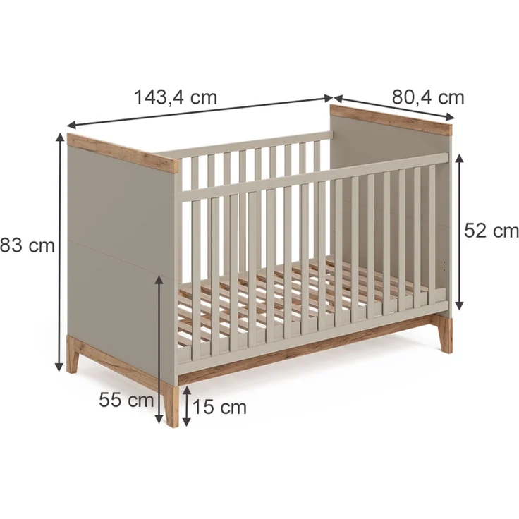 Babybett Malia Cashmere/Artisan 70x140 cm mit Matratze Vitalispa – Bild 2
