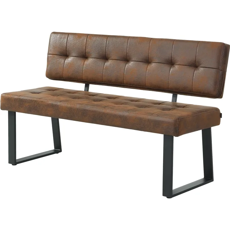 B&D home Sitzbank Sigfrid - Eckbank Esszimmer Mit Lehne, Sitzbank Flur, Pflegeleichter Bezug aus Kunstleder in Braun, Kaltschaum-Polsterung, Für Esszimmer, Küche & Flur, 140 cm