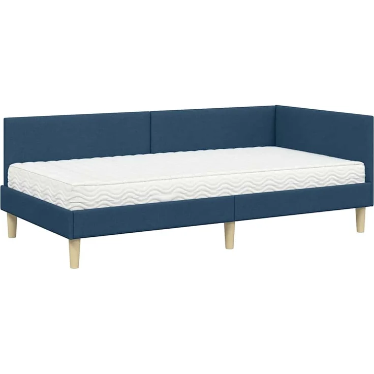 vidaXL Eckbettgestell mit Matratze 2 stk. Blau 90 x 200 cm Stoff 3393748 – Bild 4