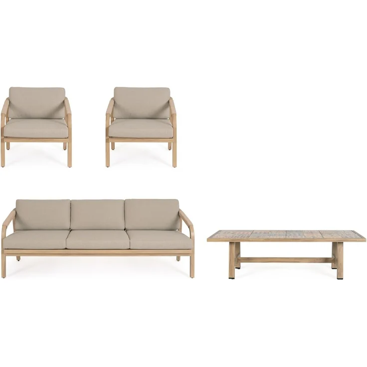 4er Garten-Set Aremilak - Aluminium Desert Sand, Olefin Taupe, Big – Bild 5