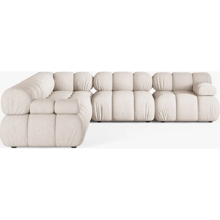 Micadoni Symmetrisches Ecksofa Bellis 5-Sitzer Strukturierter Stoff Liberty Beige – Bild 6