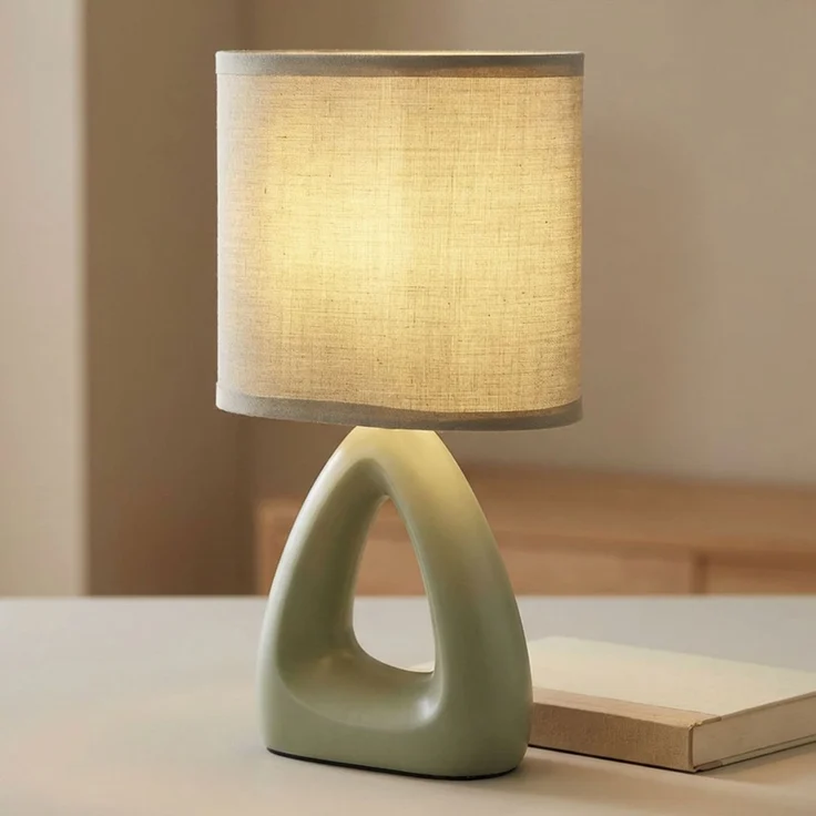 Tischleuchte, Keramik Textil, grün, H 30 cm – Bild 2