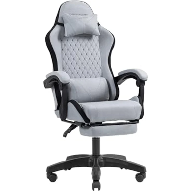 Mars Gaming MGC-X, Ergonomischer Gaming-Stuhl, Atmungsaktiver Stoff, Verstellbare Rückenlehne und Höhe, Dynamische Armlehnen, Nacken- und Lendenkissen, Bürostuhl mit Ausziehbarer Fußstütze, Schwarz – Bild 2