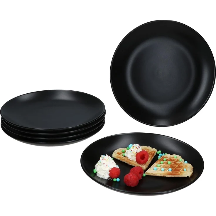 MamboCat Frühstücksteller 6x Panther Kuchenteller schwarz Steingut 6 Pers. Frühstücksteller – Bild 5