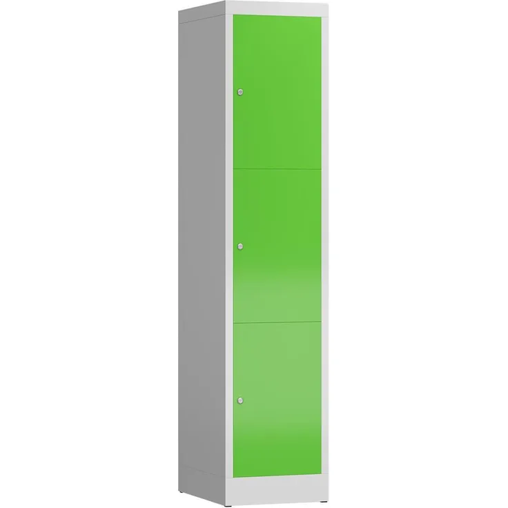 XL Spind Kleiderspind 1 Abteile 3 Fächer 1800 x 400 x 500 mm, lichtgrau/gelbgrün