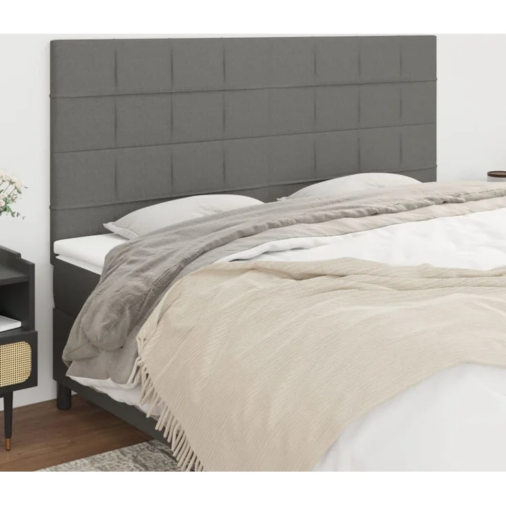 vidaXL Kopfteile 4 Stk. Dunkelgrau 80 x 5 x 78/88 cm Stoff 3116339 – Bild 1
