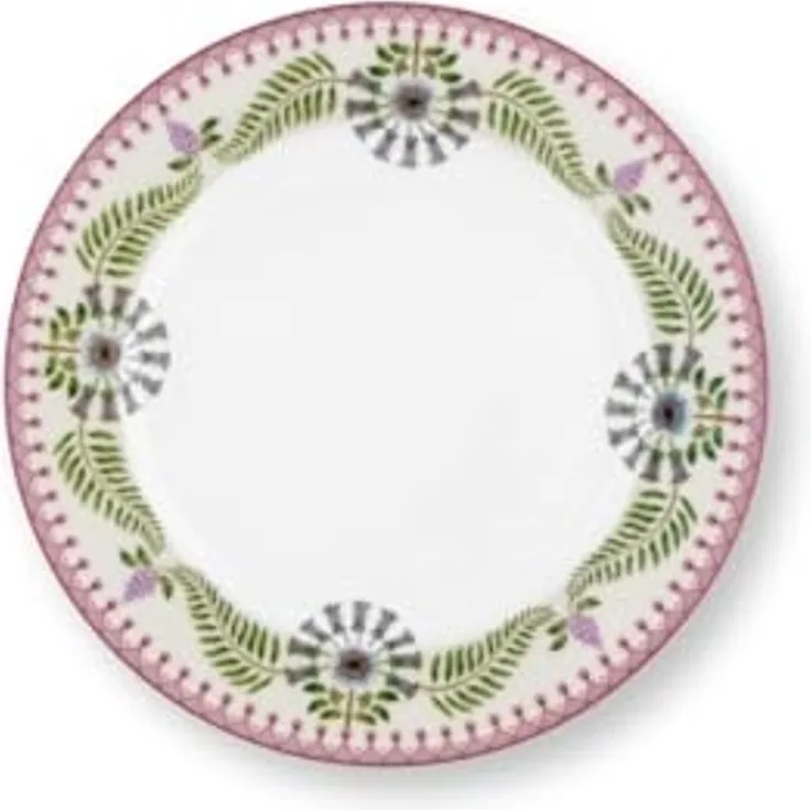 Pip Studio Frühstücksteller Lily & Lotus Off White-Lila (23cm) 51.001.473