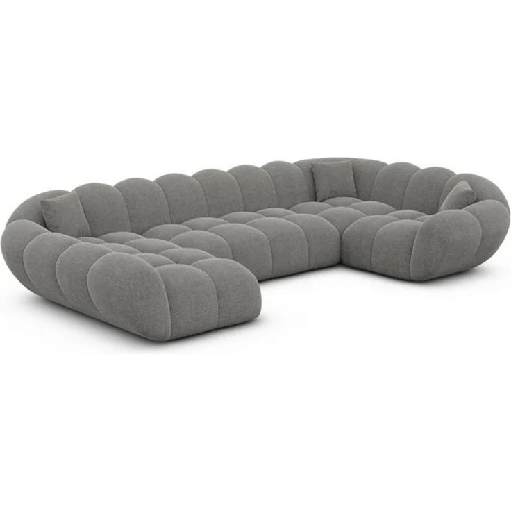 Sofa Dreams Wohnlandschaft Maleron U Form Design Stoffsofa, 6-Sitzer, Polsterecke, Ottomane links, Strukturstoff Dunkelgrau – Bild 4