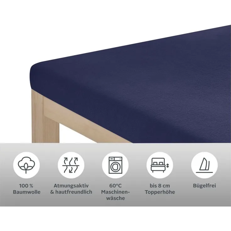 OTTO home Spannbettlaken Physalis Topper COMFORT, Jersey, Gummizug: rundum, (2 Stück), Baumwolle, Matratzen bis 10 cm Höhe, Bettlaken, Spannbetttuch, Laken