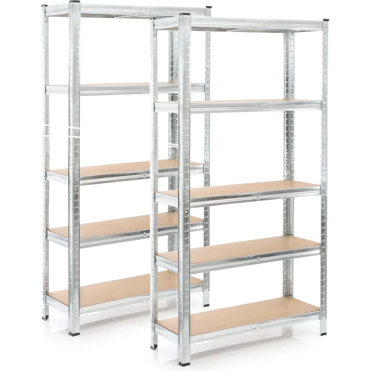 Wiltec Set 2X Schwerlastregal 180 x 90 x 40 cm, 875 kg Gesamtlast, Steckregal verzinkt aus Stahl, Lastenregal mit 5 Ablagen, Werkstattregal – Bild 1