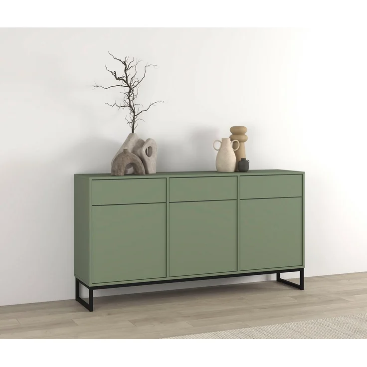 OTTO home Sideboard Loft, Breite 157 cm, grifflose Kommode 3 Türen/3 Schubkästen, Schubladenschrank mit viel Stauraum, Einlegeböden verstellbar – Bild 3