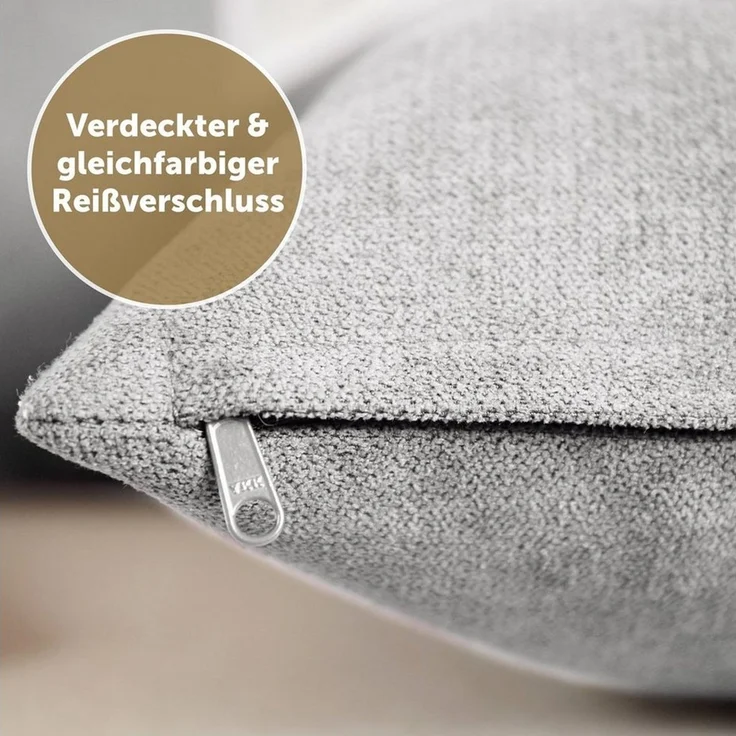 Blumtal Kissenbezug Chenille - Kuscheliges Zierkissen, (2 Stück), mit verstecktem Reißverschluss im praktischen Set – Bild 2