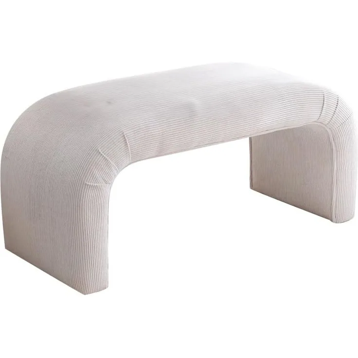 Atelier Del Sofa Elegant Pouffe with Beech Frame, Velvet Corduroy, 106 x 45 x 46 cm | 100% Polyester, Stylish Grey & White Design | Perfect for Modern Living Spaces