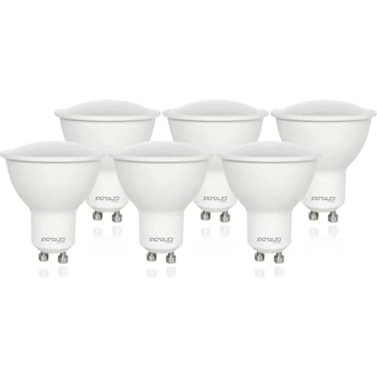 Sigmaled lighting, LED-Spots mit GU10-Sockel, 5 W (= 40 W), 400 Lumen, 120°-Winkel, LED-Leuchtmittel mit warmweißes Licht (2800 K), 50 x 57 mm, 6er-Pack – Bild 1