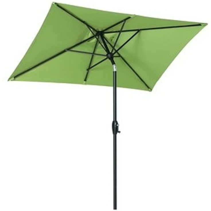 Sekey Sonnenschirm mit Kurbel und UV50+, knickbar, Aluminium apfelgrün, 210 x 140 cm – Bild 6