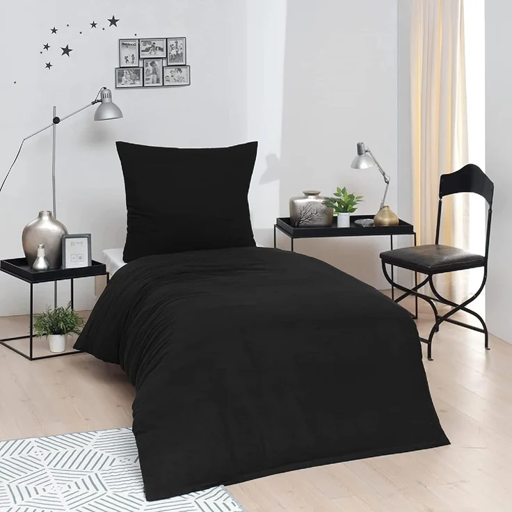 Brielle Bettwäsche Renforcé Set aus 100% Baumwolle - 135x200 cm - Gelb/Blau/Schwarz/Grau, 2 teilig, Mit Reißverschluss, 100% Baumwolle – Bild 1
