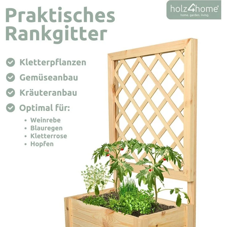 Pflanzkasten mit Rankgitter - Kiefer - 58 x 34 x 104cm – Bild 2