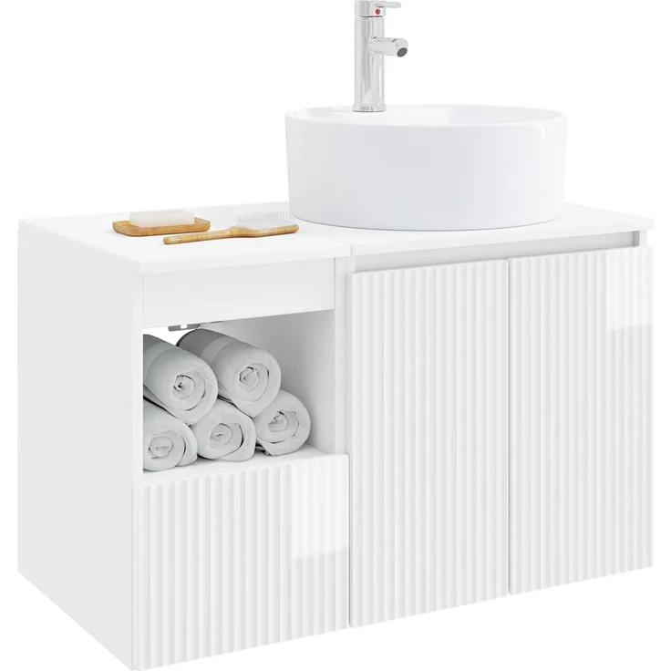 vidaXL Badezimmerschrank-Set 2 stk. Hochglanz Weiß 79,5 x 44,5 x 82 cm 3404078 – Bild 3