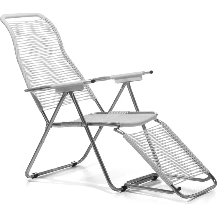 FIAM Liegestuhl Spaghetti Gartenstuhl Weiß Sessel mit Beinauflage 60x72x108 cm – Bild 2