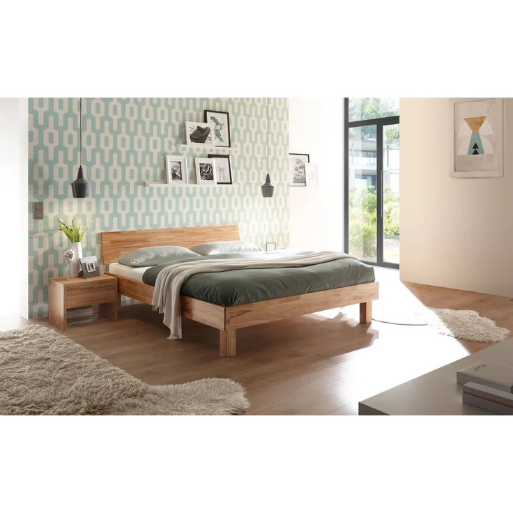 Hasena Massivholzbett Forti Kernbuche natur, geölt 200x210 cm, Komforthöhe 25 cm – Trento – Bild 2