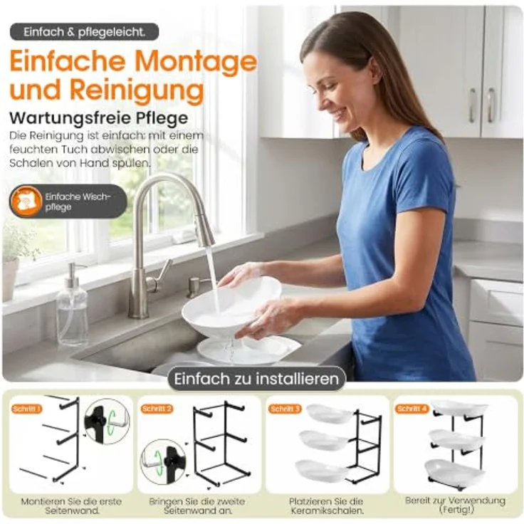 Roxlin Etagere Obstkorb 3-Etagen, Obstständer für Küchenarbeitsplatte, schwarz – Bild 4