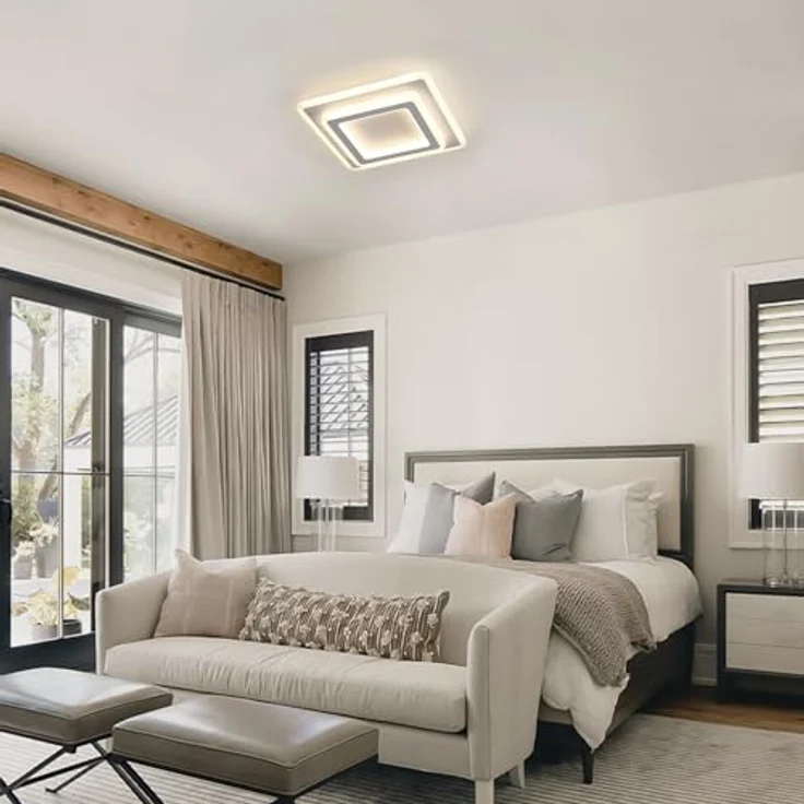 Goeco Quadratisch Deckenleuchte LED 44W LED Deckenlampe Wohnzimmer Moderne aus Metal 4500K Neutrales Licht LED Lampen Deckenbeleuchtung Acryl für Flur, Küche, Schlafzimmer, Weiß 29x29 cm – Bild 7