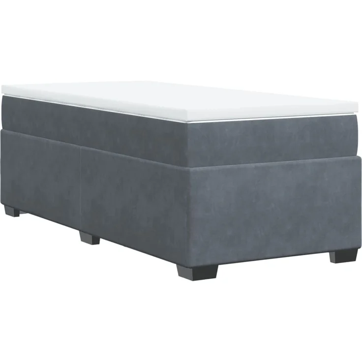 vidaXL Boxspringbett mit Matratze Dunkelgrau 90x200 cm Samt 3285258 – Bild 2