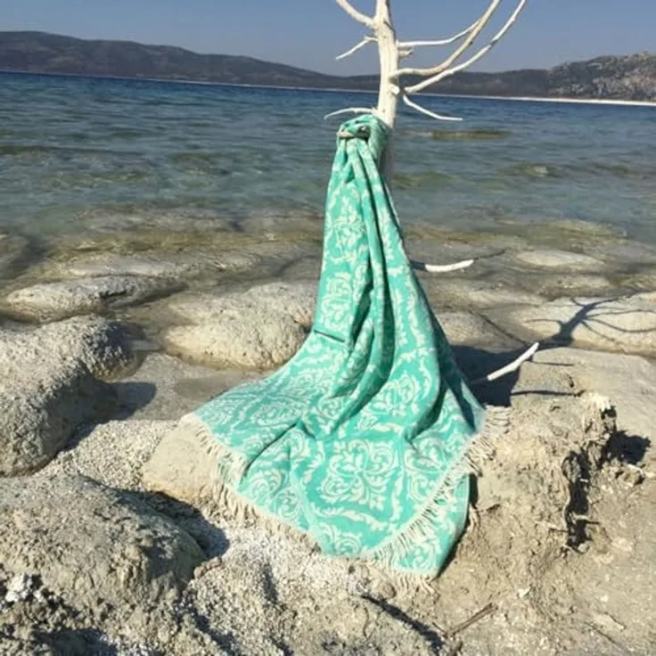 Mijolnir 'Barok - Green' Fouta (Strandtuch), Grün, 90 x 170 cm