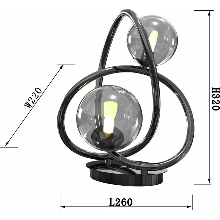 WOFI Leuchten 'NANCY' LED-Tischleuchte, Eisen schwarz, H 32 cm, mit Schalter