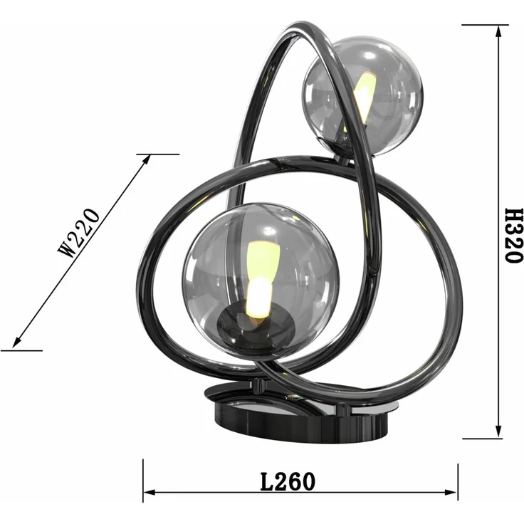 WOFI Leuchten 'NANCY' LED-Tischleuchte, Eisen schwarz, H 32 cm, mit Schalter – Bild 1